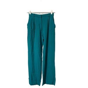 Zara teal boho spring lightweight wide leg trousers casual pants size small